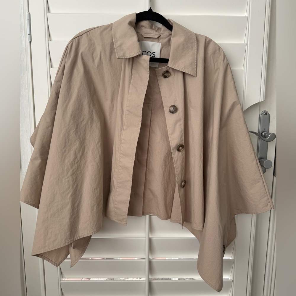 COS Light Tan Trench Coat Cape with Button Detail xs/s - Picture 2 of 4